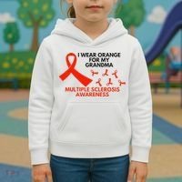 I Wear Orange For My Grandma Multiple Sclerosis Ms Awareness Kids Hoodie thumb 3