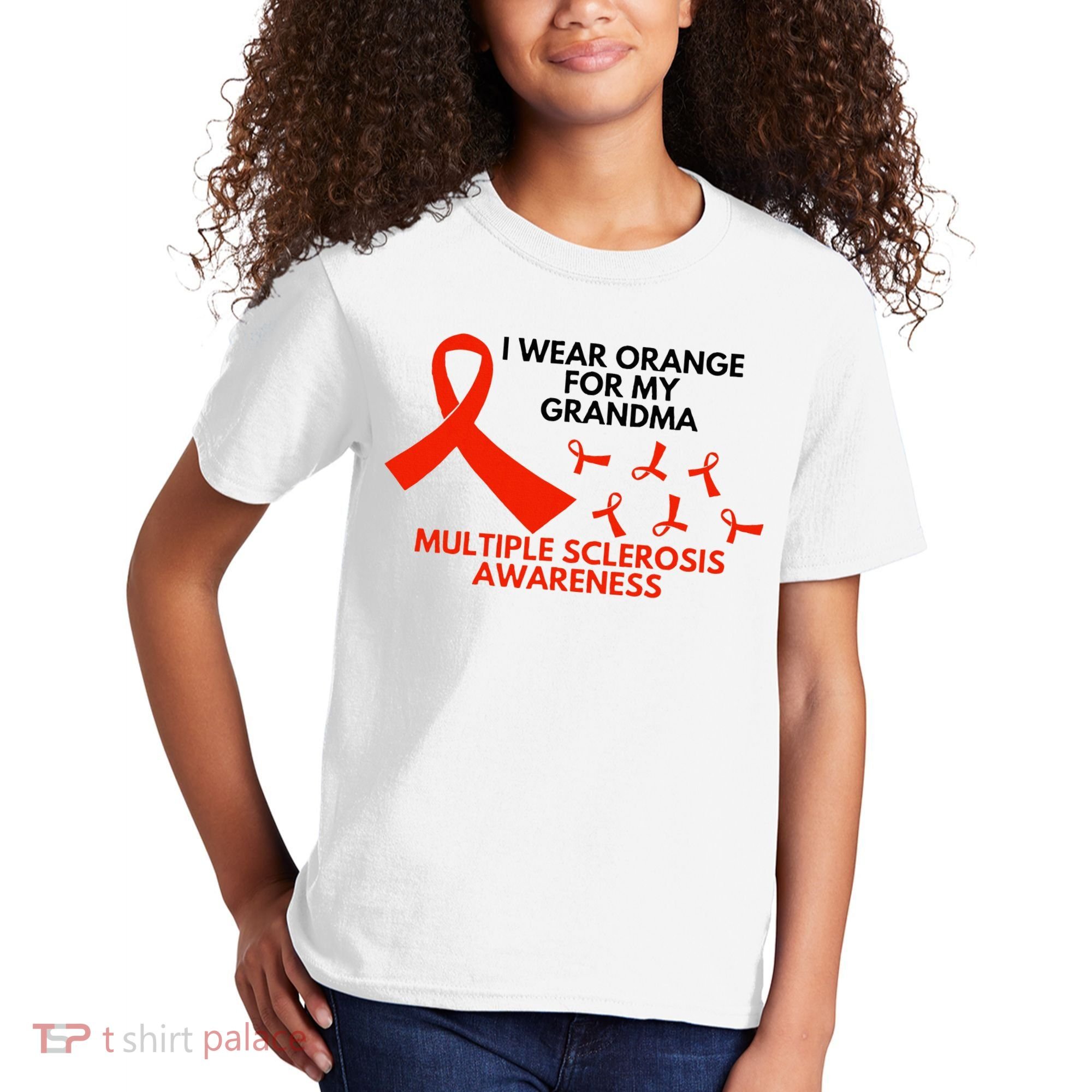 I Wear Orange For My Grandma Multiple Sclerosis Ms Awareness Kids T-Shirt
