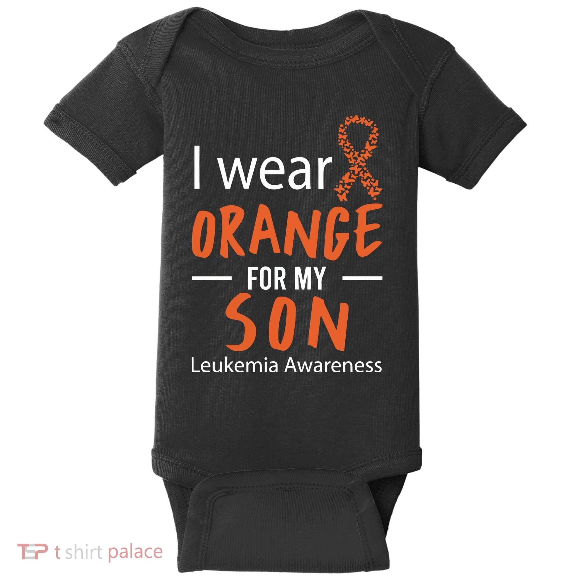 I Wear Orange For My Son Leukemia Awareness Baby Bodysuit