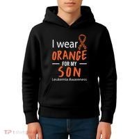 I Wear Orange For My Son Leukemia Awareness Kids Hoodie thumb 4