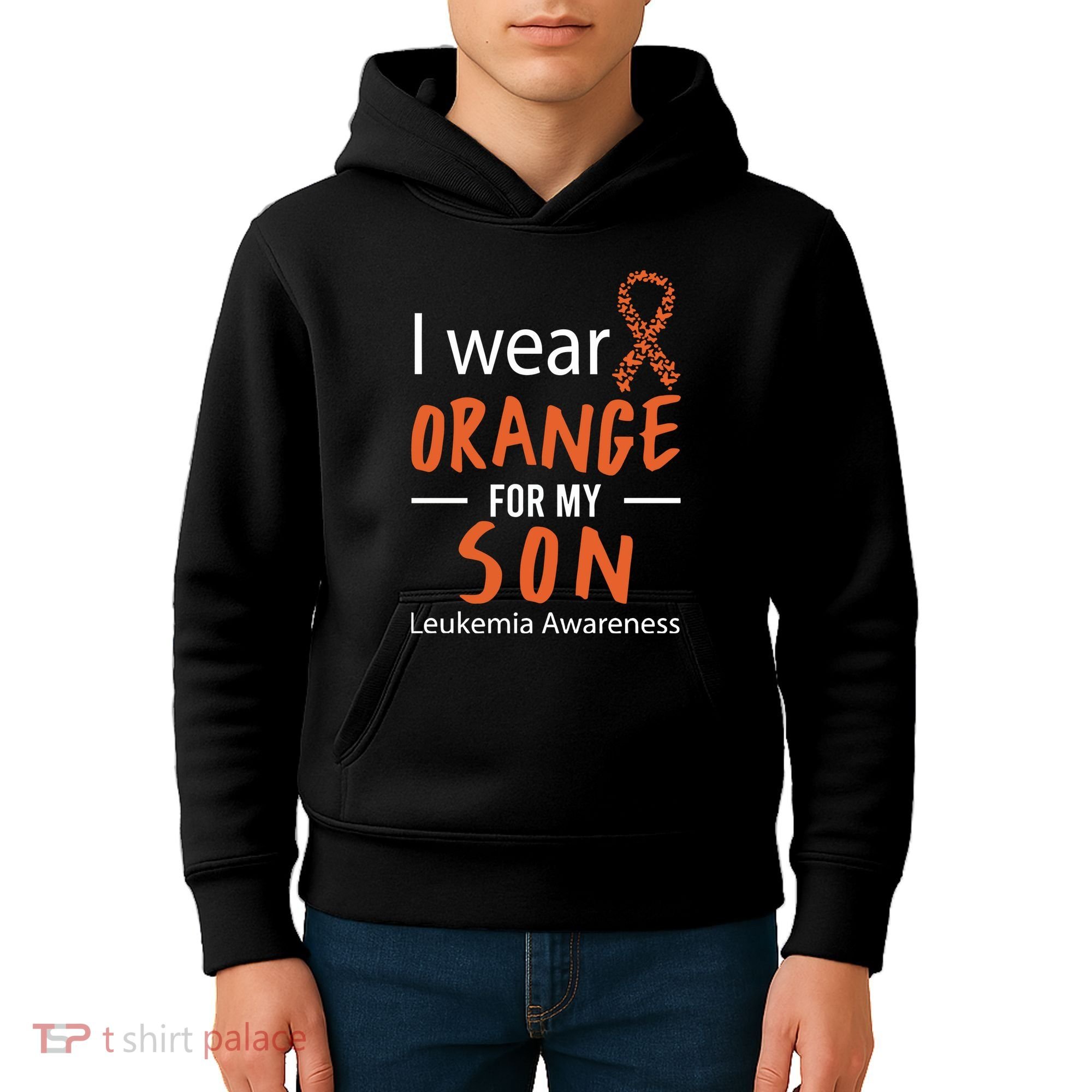 I Wear Orange For My Son Leukemia Awareness Kids Hoodie