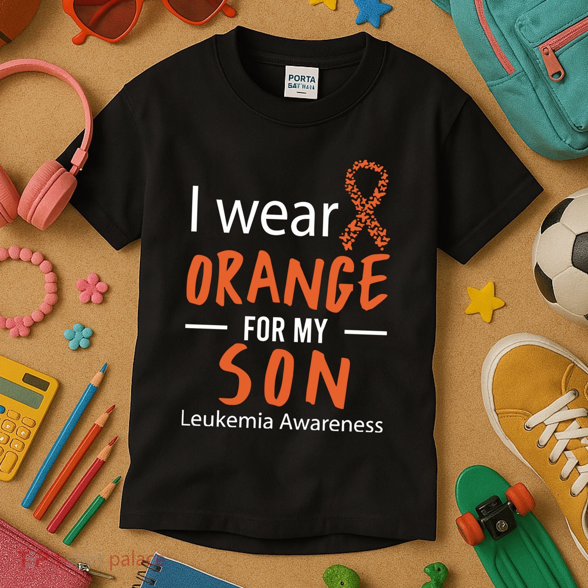 I Wear Orange For My Son Leukemia Awareness Kids T-Shirt