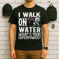 I Walk On Water What's Is Your Superpower Ice Hockey T-Shirt thumb 6