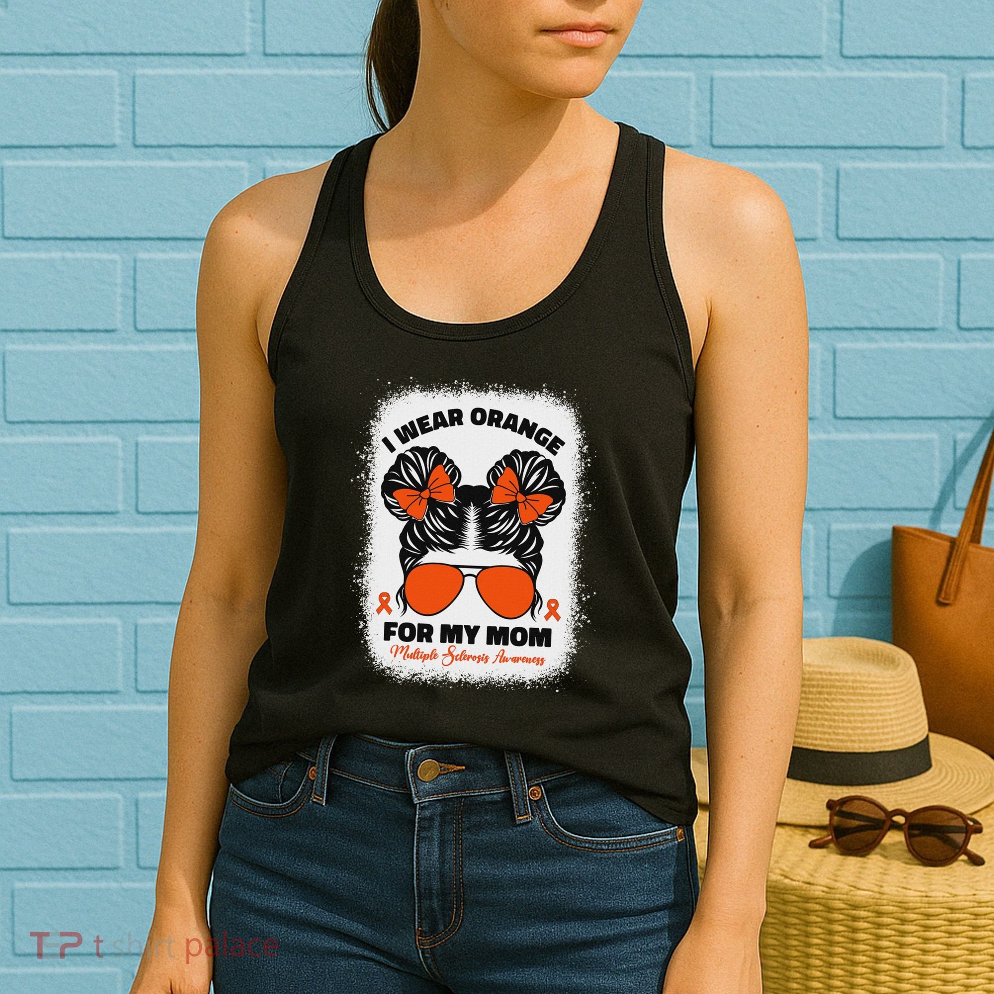I Wear Orange For My Mom Ms Multiple Sclerosis Awareness Women's Tank Top
