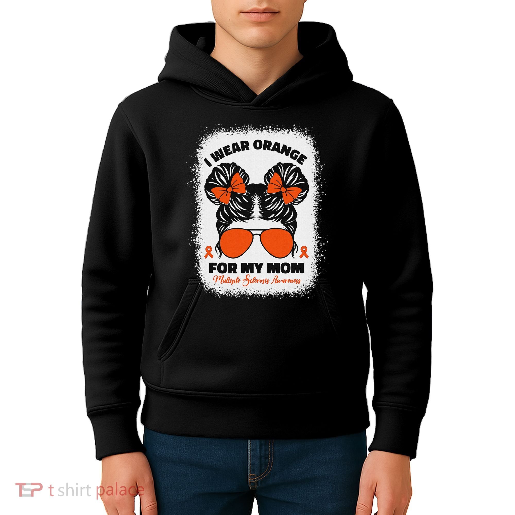 I Wear Orange For My Mom Ms Multiple Sclerosis Awareness Kids Hoodie