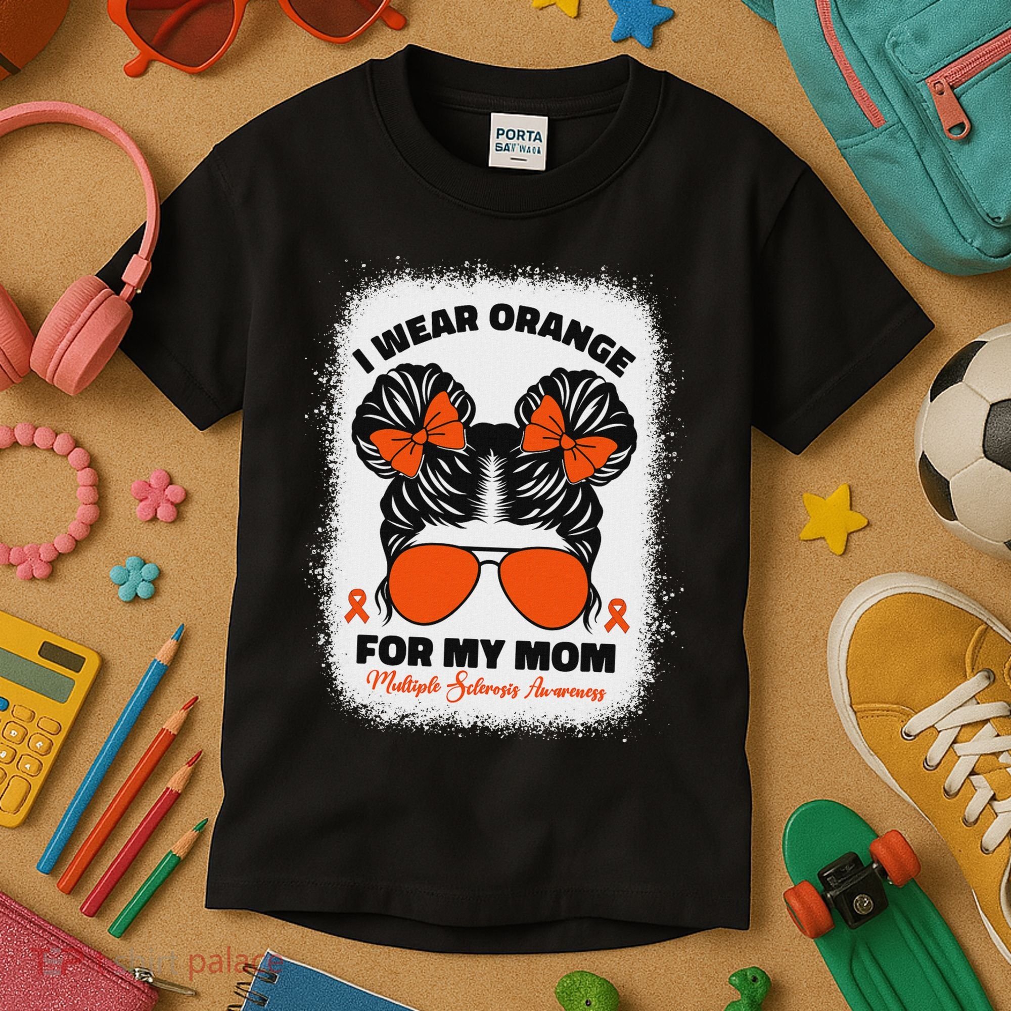 I Wear Orange For My Mom Ms Multiple Sclerosis Awareness Kids T-Shirt