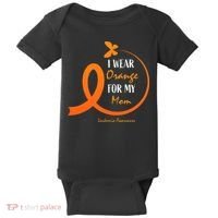 I Wear Orange For My Mom Leukemia Awareness Baby Bodysuit thumb 0