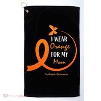 I Wear Orange For My Mom Leukemia Awareness Golf Towel thumb 0