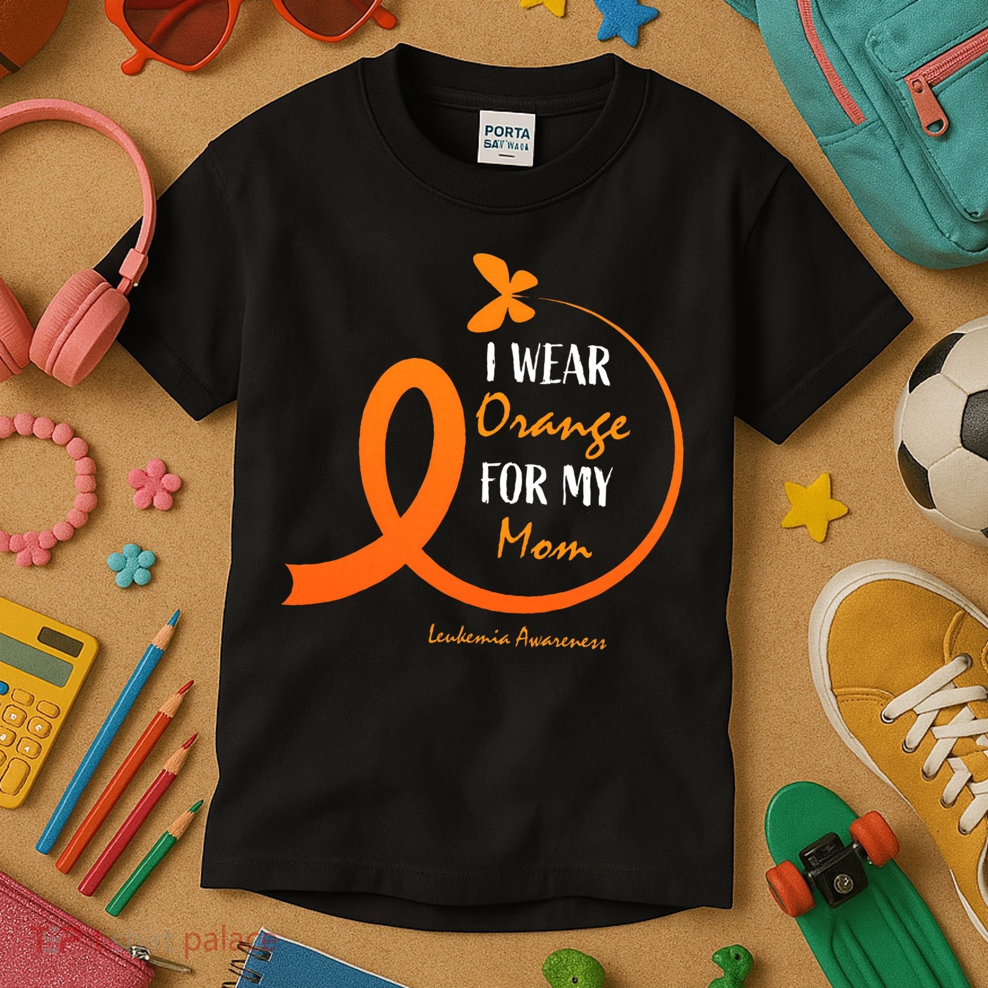 I Wear Orange For My Mom Leukemia Awareness Kids T-Shirt