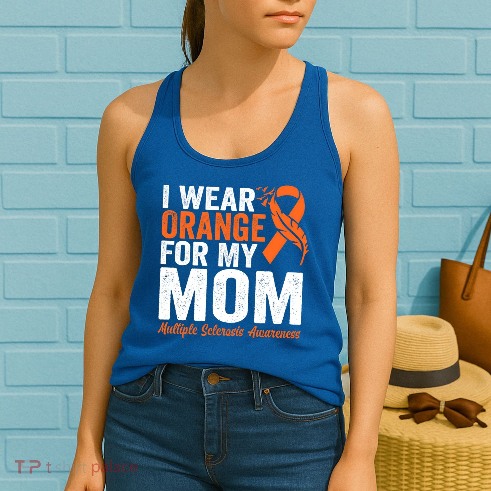 I Wear Orange For My Mom Multiple Sclerosis Awareness Gift Women's Tank Top