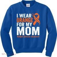 I Wear Orange For My Mom Multiple Sclerosis Awareness Gift Kids Sweatshirt thumb 0