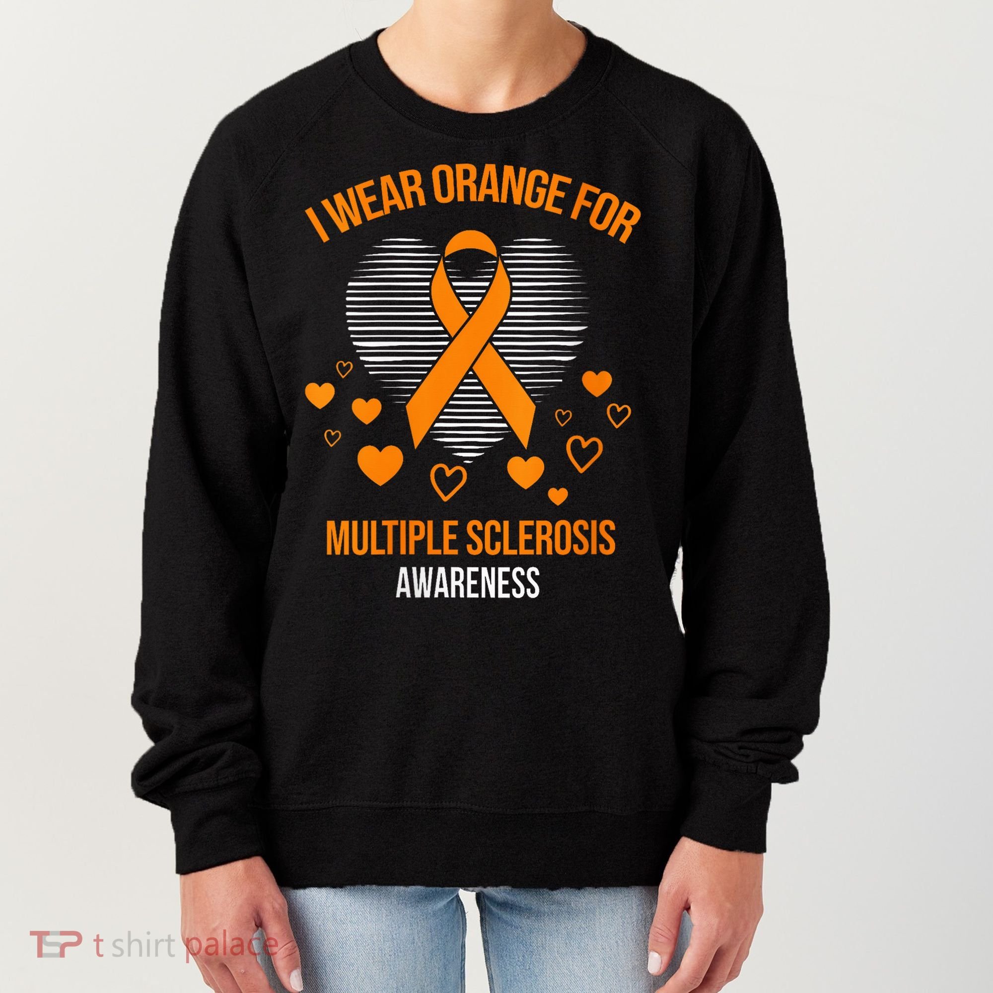 I Wear Orange Ribbon Heart Cool Multiple Sclerosis Awareness Women's Sweatshirt