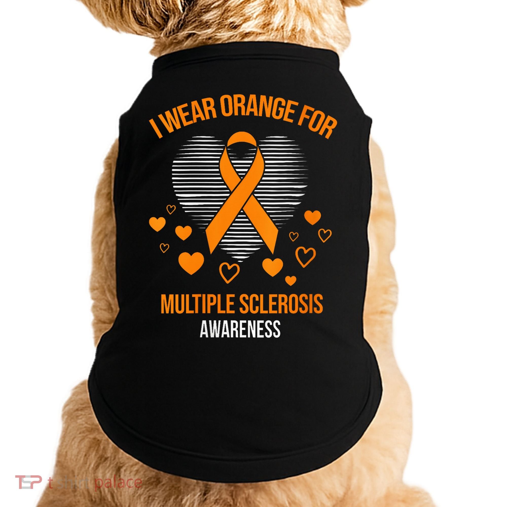 I Wear Orange Ribbon Heart Cool Multiple Sclerosis Awareness Doggie Tank