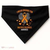 I Wear Orange Ribbon Heart Cool Multiple Sclerosis Awareness USA-Made Doggie Bandana thumb 0