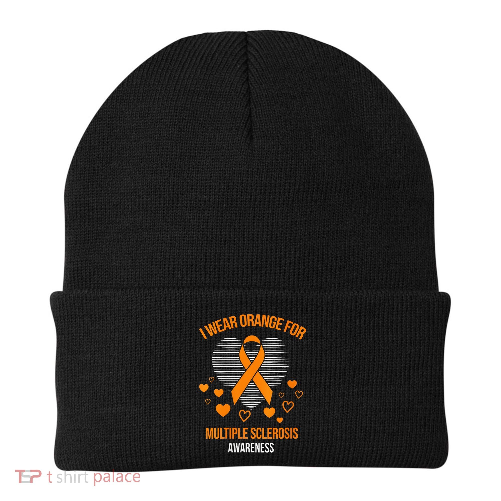 I Wear Orange Ribbon Heart Cool Multiple Sclerosis Awareness Beanie