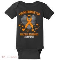 I Wear Orange Ribbon Heart Cool Multiple Sclerosis Awareness Baby Bodysuit thumb 0