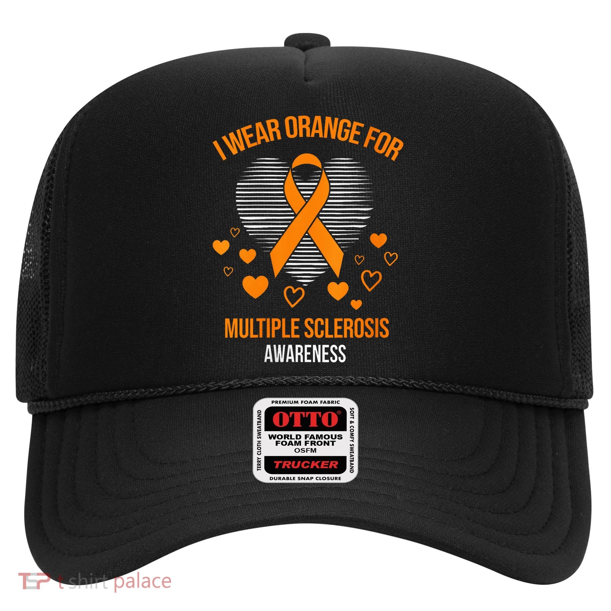 I Wear Orange Ribbon Heart Cool Multiple Sclerosis Awareness Hat