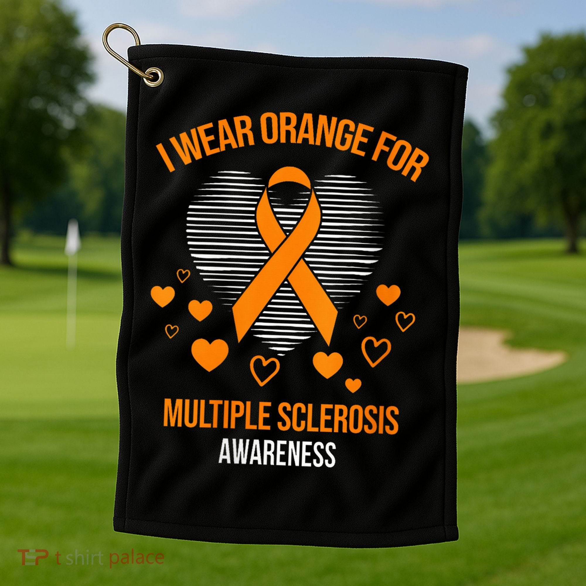 I Wear Orange Ribbon Heart Cool Multiple Sclerosis Awareness Golf Towel