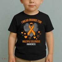 I Wear Orange Ribbon Heart Cool Multiple Sclerosis Awareness Toddler T-Shirt thumb 2