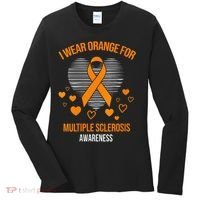 I Wear Orange Ribbon Heart Cool Multiple Sclerosis Awareness Women's Long Sleeve Shirt thumb 0