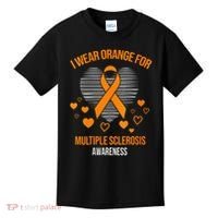 I Wear Orange Ribbon Heart Cool Multiple Sclerosis Awareness Kids T-Shirt thumb 0