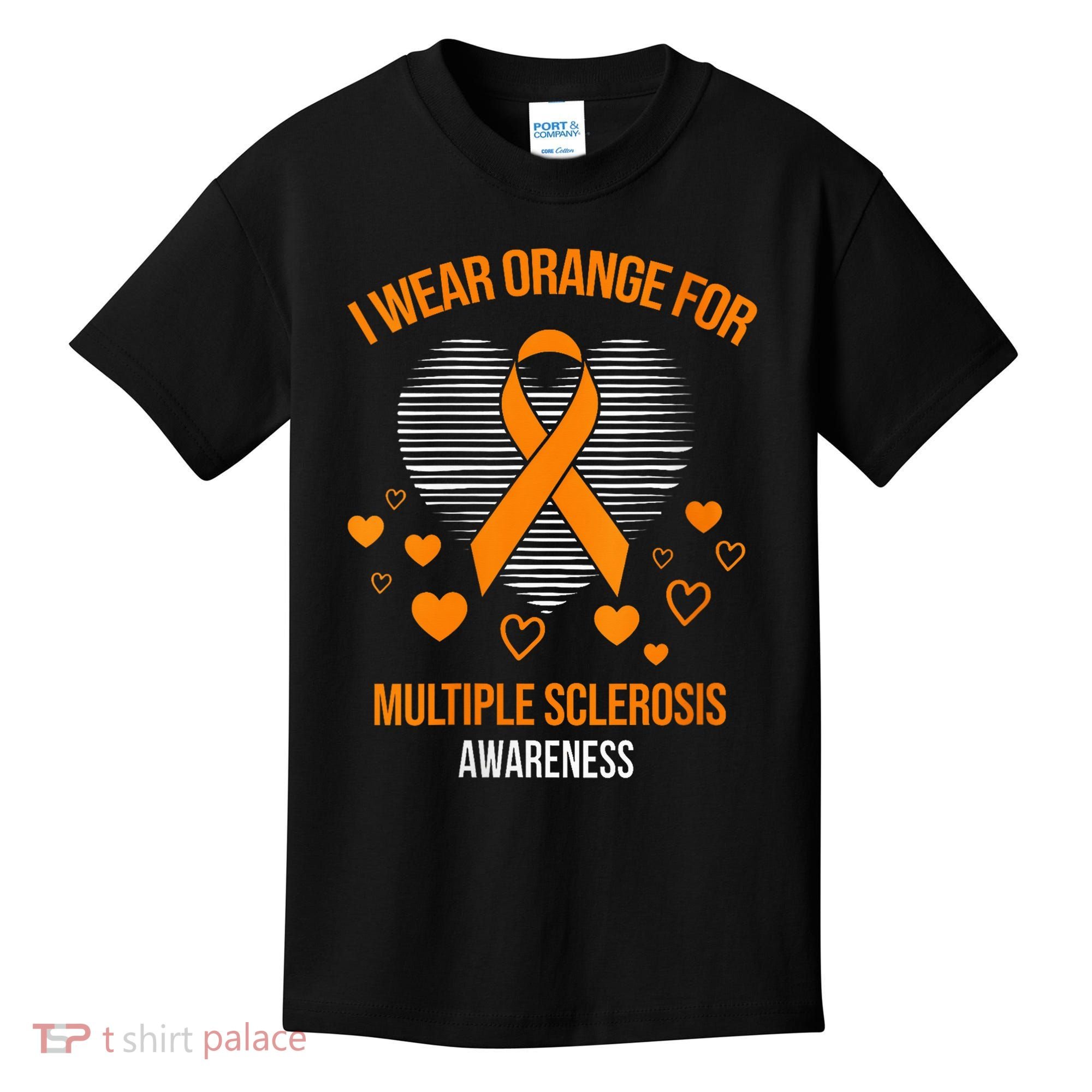 I Wear Orange Ribbon Heart Cool Multiple Sclerosis Awareness Kids T-Shirt
