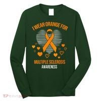 I Wear Orange Ribbon Heart Cool Multiple Sclerosis Awareness Long Sleeve Shirt thumb 0