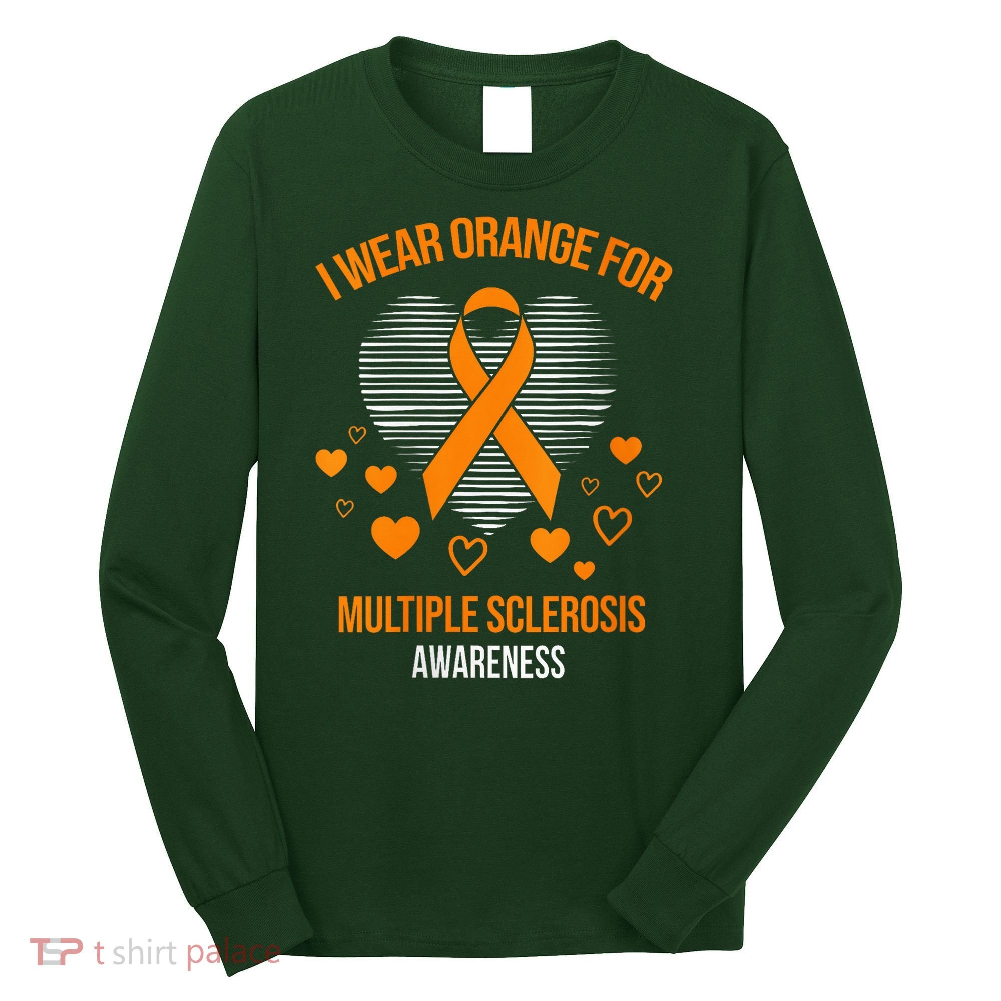 I Wear Orange Ribbon Heart Cool Multiple Sclerosis Awareness Long Sleeve Shirt