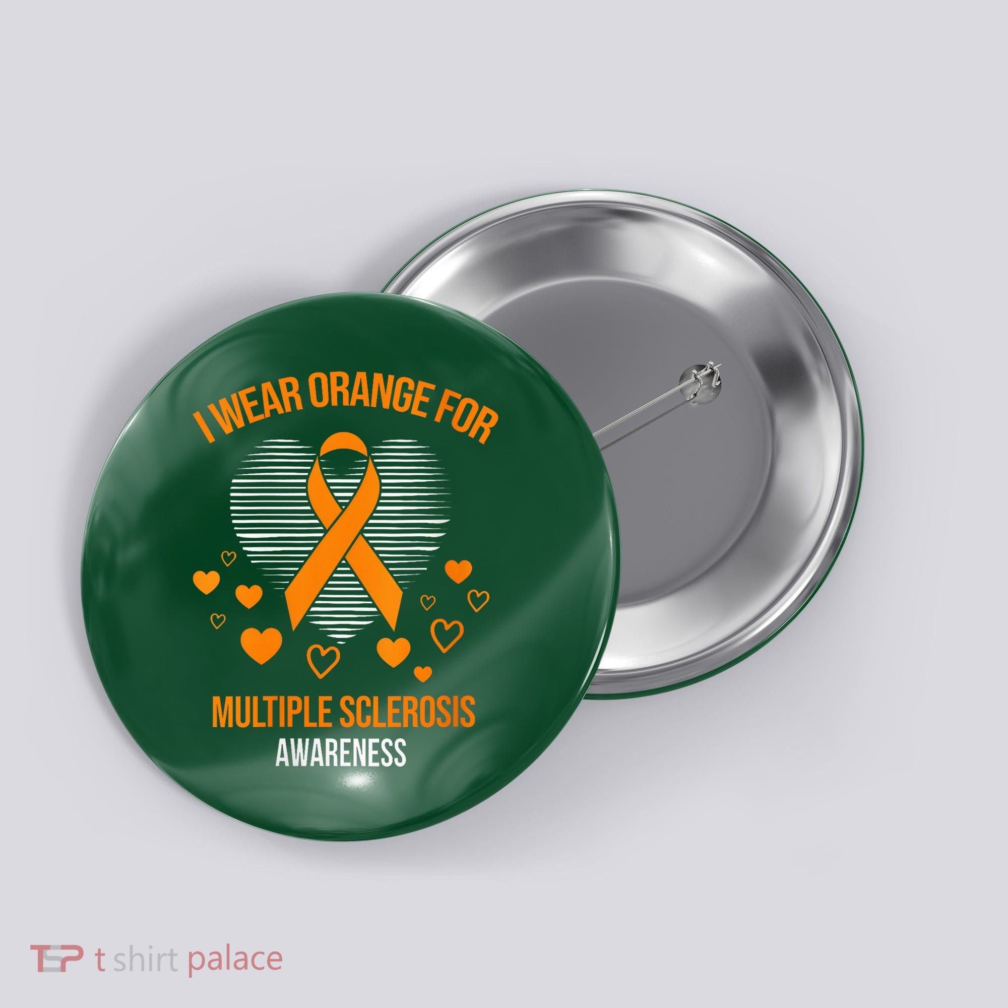 I Wear Orange Ribbon Heart Cool Multiple Sclerosis Awareness Button