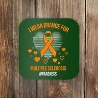 I Wear Orange Ribbon Heart Cool Multiple Sclerosis Awareness Coaster thumb 0
