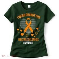 I Wear Orange Ribbon Heart Cool Multiple Sclerosis Awareness Women's T-Shirt thumb 0