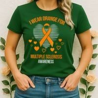 I Wear Orange Ribbon Heart Cool Multiple Sclerosis Awareness Women's T-Shirt thumb 2