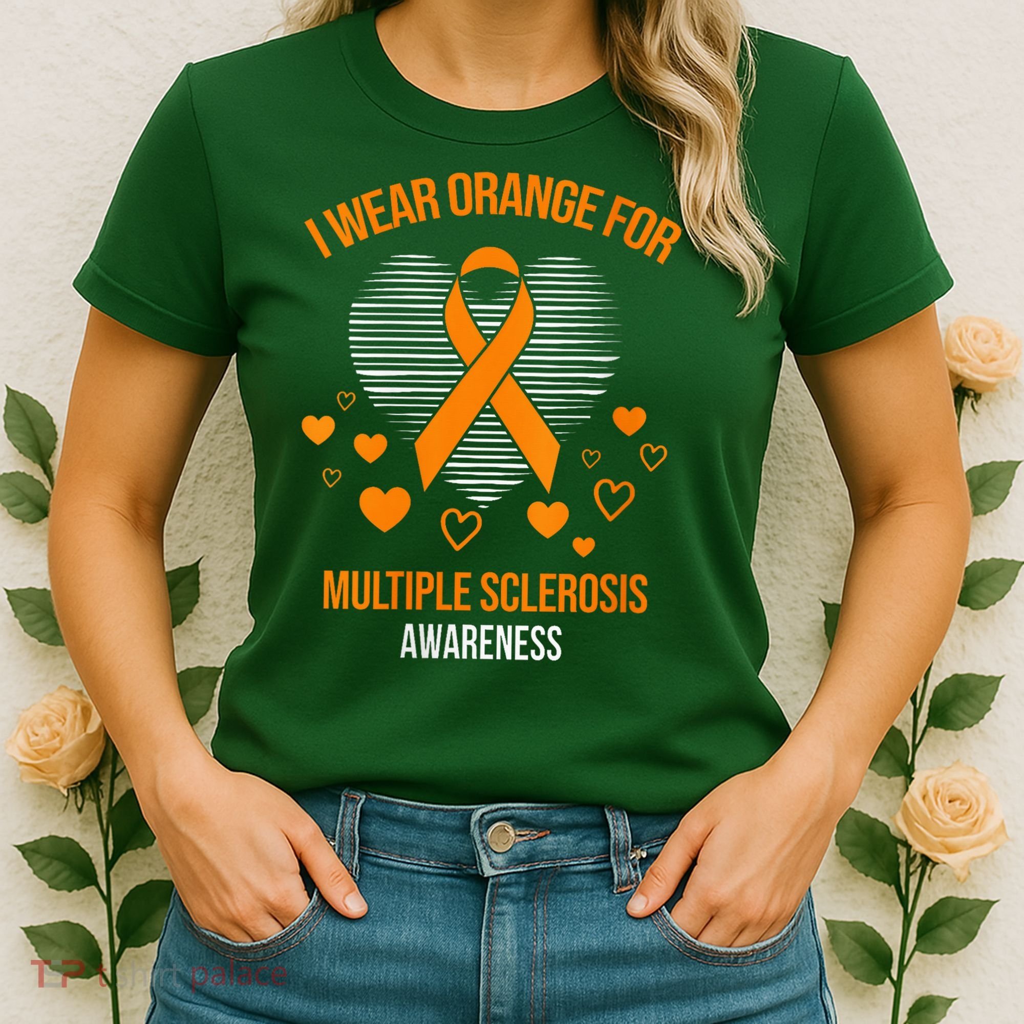 I Wear Orange Ribbon Heart Cool Multiple Sclerosis Awareness Women's T-Shirt