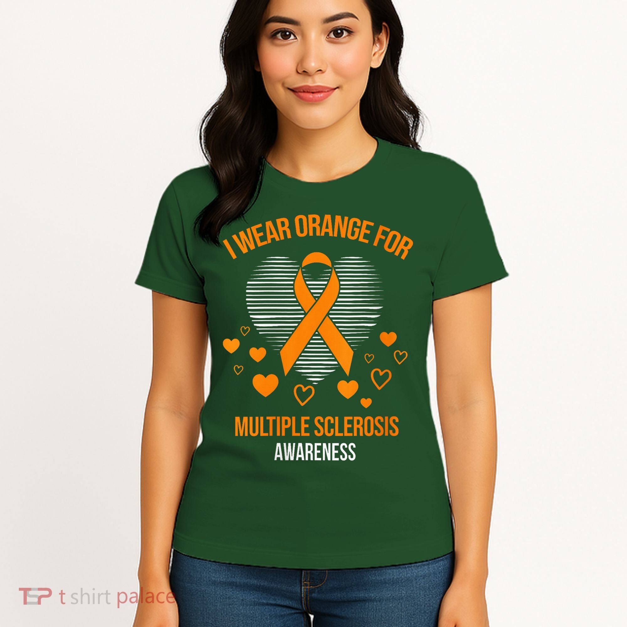 I Wear Orange Ribbon Heart Cool Multiple Sclerosis Awareness Women's T-Shirt