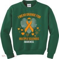 I Wear Orange Ribbon Heart Cool Multiple Sclerosis Awareness Kids Sweatshirt thumb 0