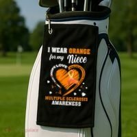 I Wear Orange For My Niece Multiple Sclerosis Ms Gift Golf Towel thumb 2