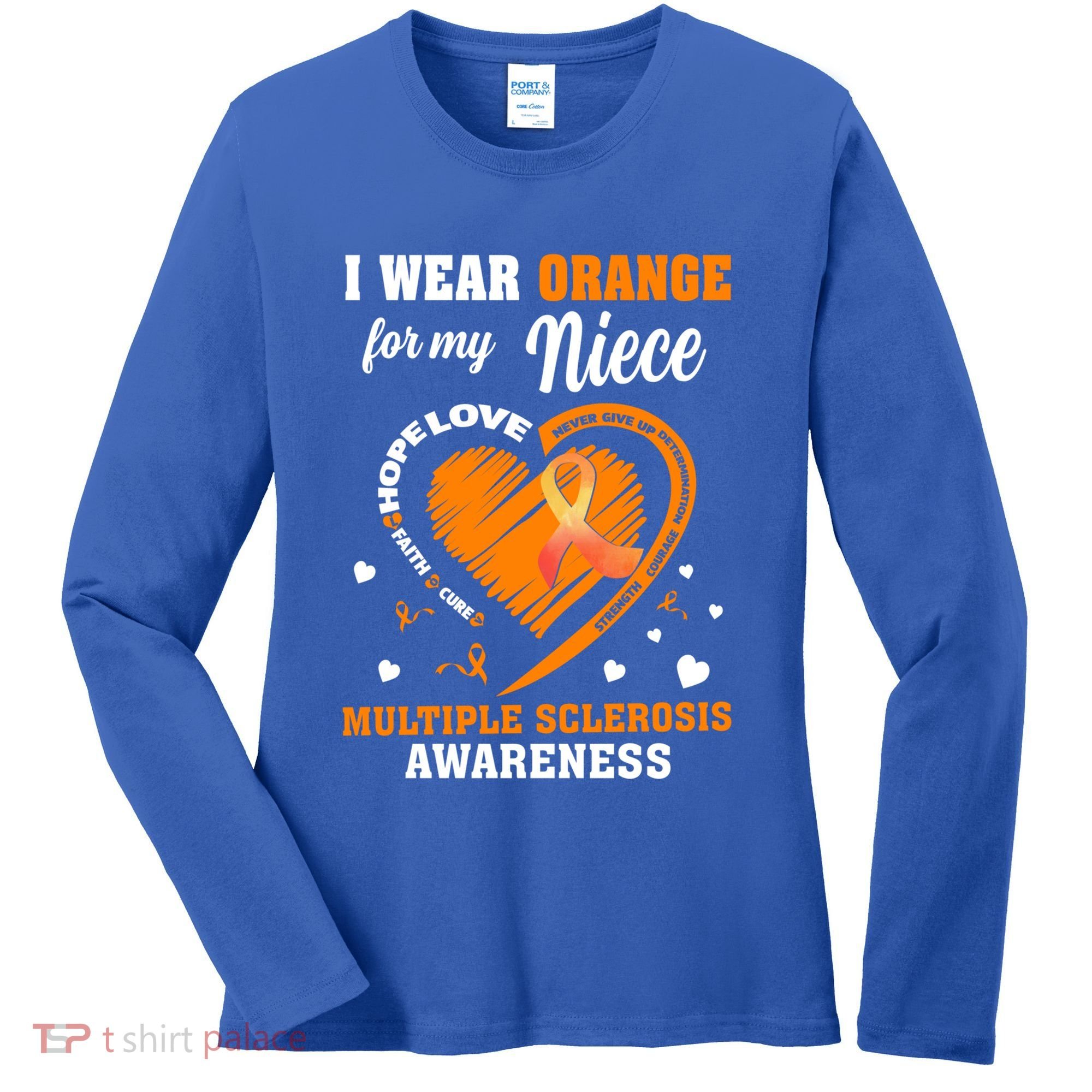 I Wear Orange For My Niece Multiple Sclerosis Ms Gift Women's Long Sleeve Shirt