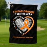 I Wear Orange Mys Multiple Sclerosis Awareness Ms Warrior Gift Golf Towel thumb 1