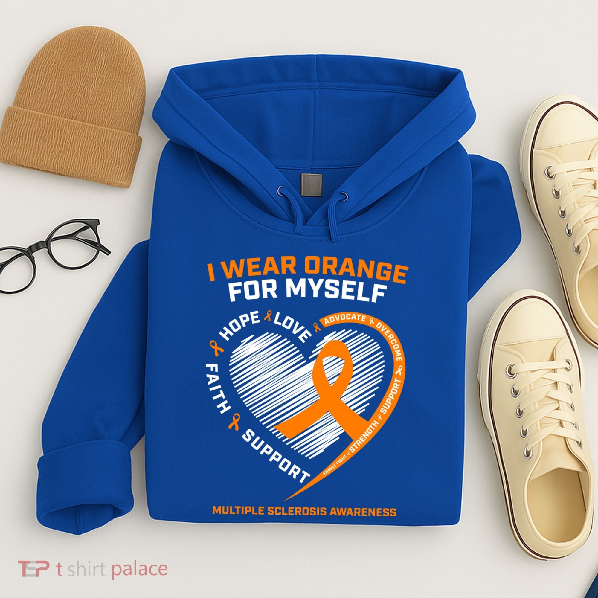 I Wear Orange Mys Multiple Sclerosis Awareness Ms Warrior Gift Hoodie