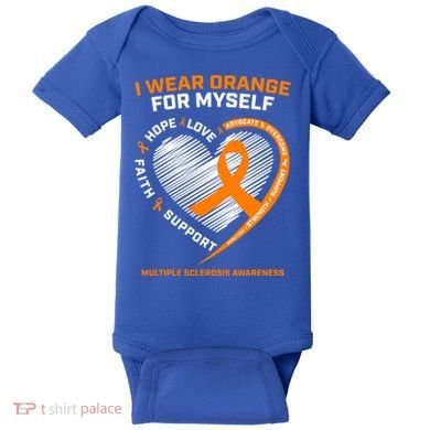 I Wear Orange Mys Multiple Sclerosis Awareness Ms Warrior Gift Baby Bodysuit