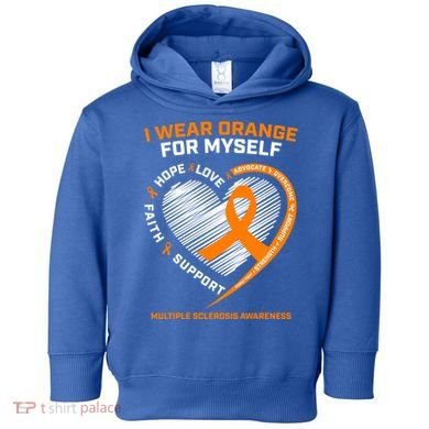 I Wear Orange Mys Multiple Sclerosis Awareness Ms Warrior Gift Toddler Hoodie