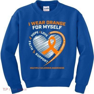 I Wear Orange Mys Multiple Sclerosis Awareness Ms Warrior Gift Kids Sweatshirt
