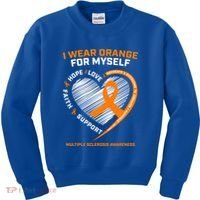 I Wear Orange Mys Multiple Sclerosis Awareness Ms Warrior Gift Kids Sweatshirt thumb 0