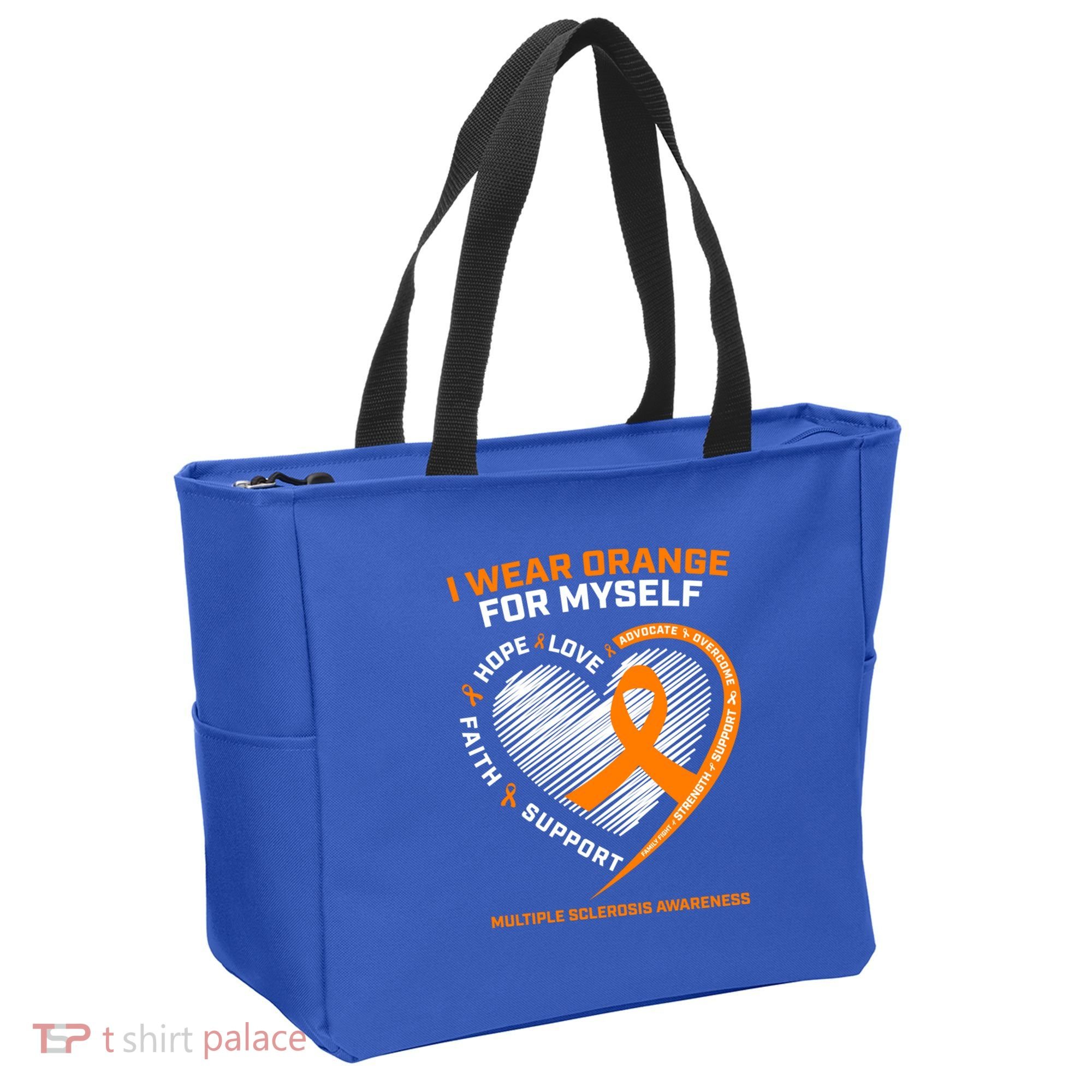 I Wear Orange Mys Multiple Sclerosis Awareness Ms Warrior Gift Tote Bag