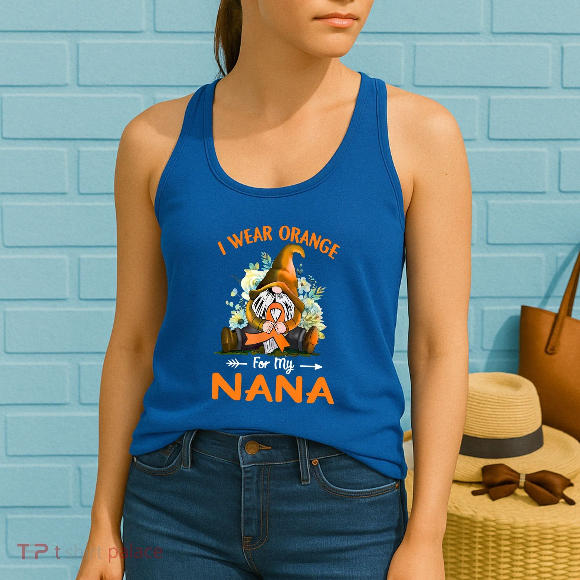 I Wear Orange Nana Multiple Sclerosis Ms Gnome Funny Gift Women's Tank Top