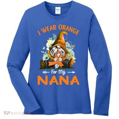 I Wear Orange Nana Multiple Sclerosis Ms Gnome Funny Gift Women's Long Sleeve Shirt