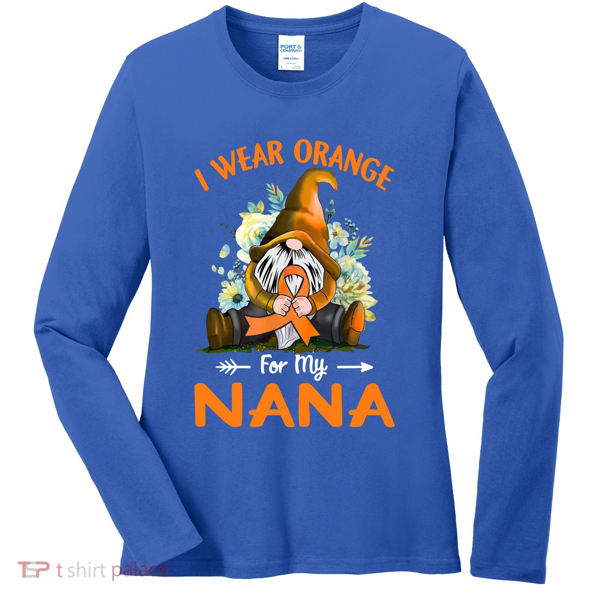 I Wear Orange Nana Multiple Sclerosis Ms Gnome Funny Gift Women's Long Sleeve Shirt