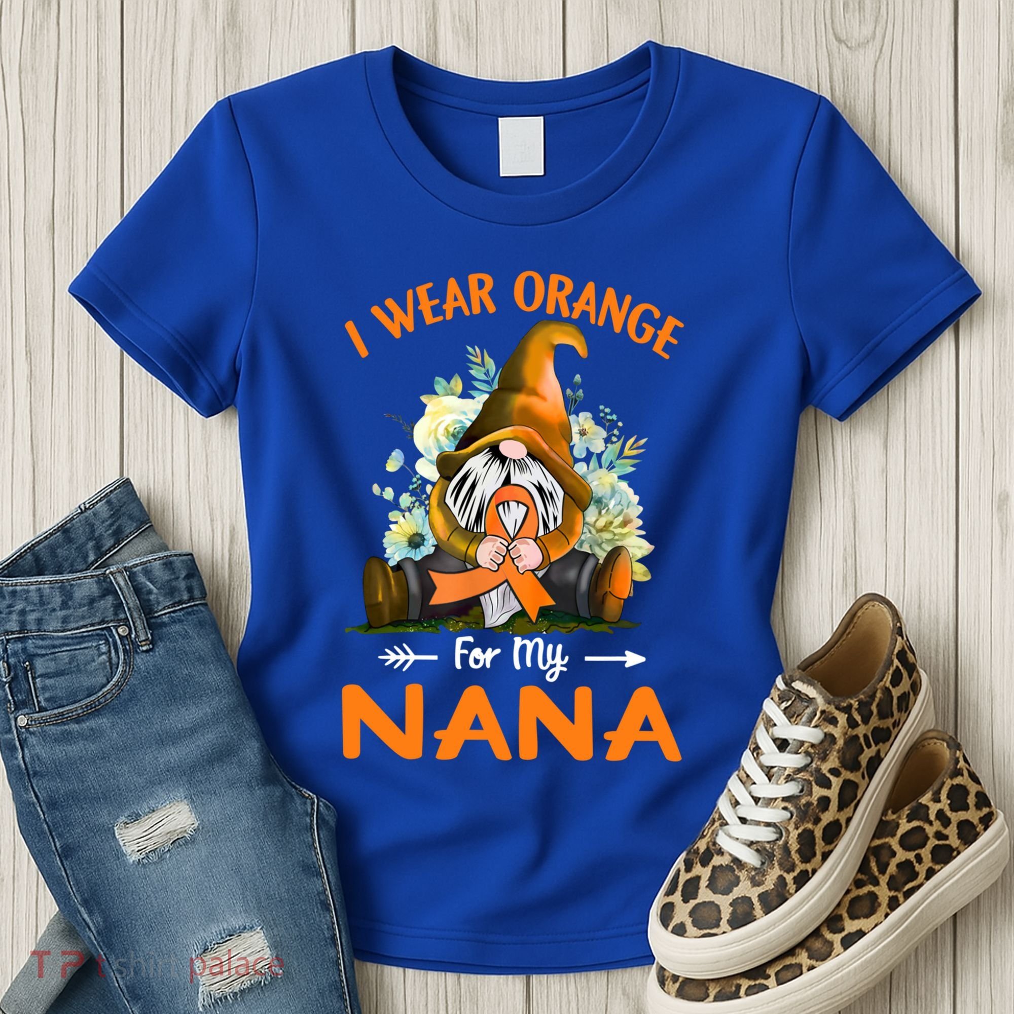 I Wear Orange Nana Multiple Sclerosis Ms Gnome Funny Gift Women's T-Shirt
