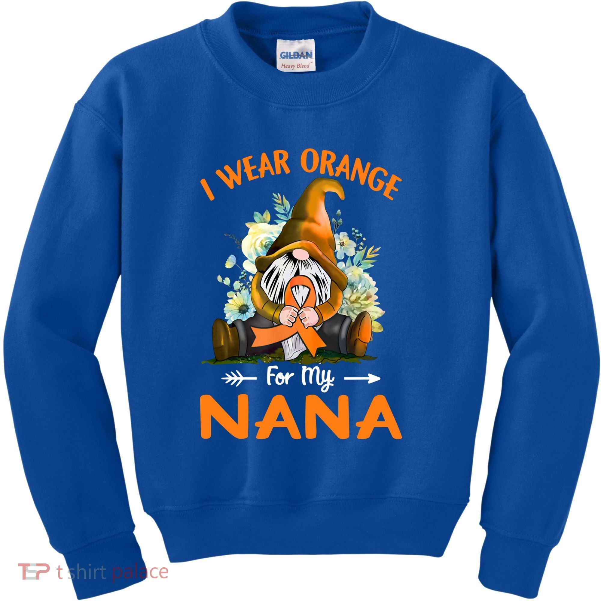 I Wear Orange Nana Multiple Sclerosis Ms Gnome Funny Gift Kids Sweatshirt