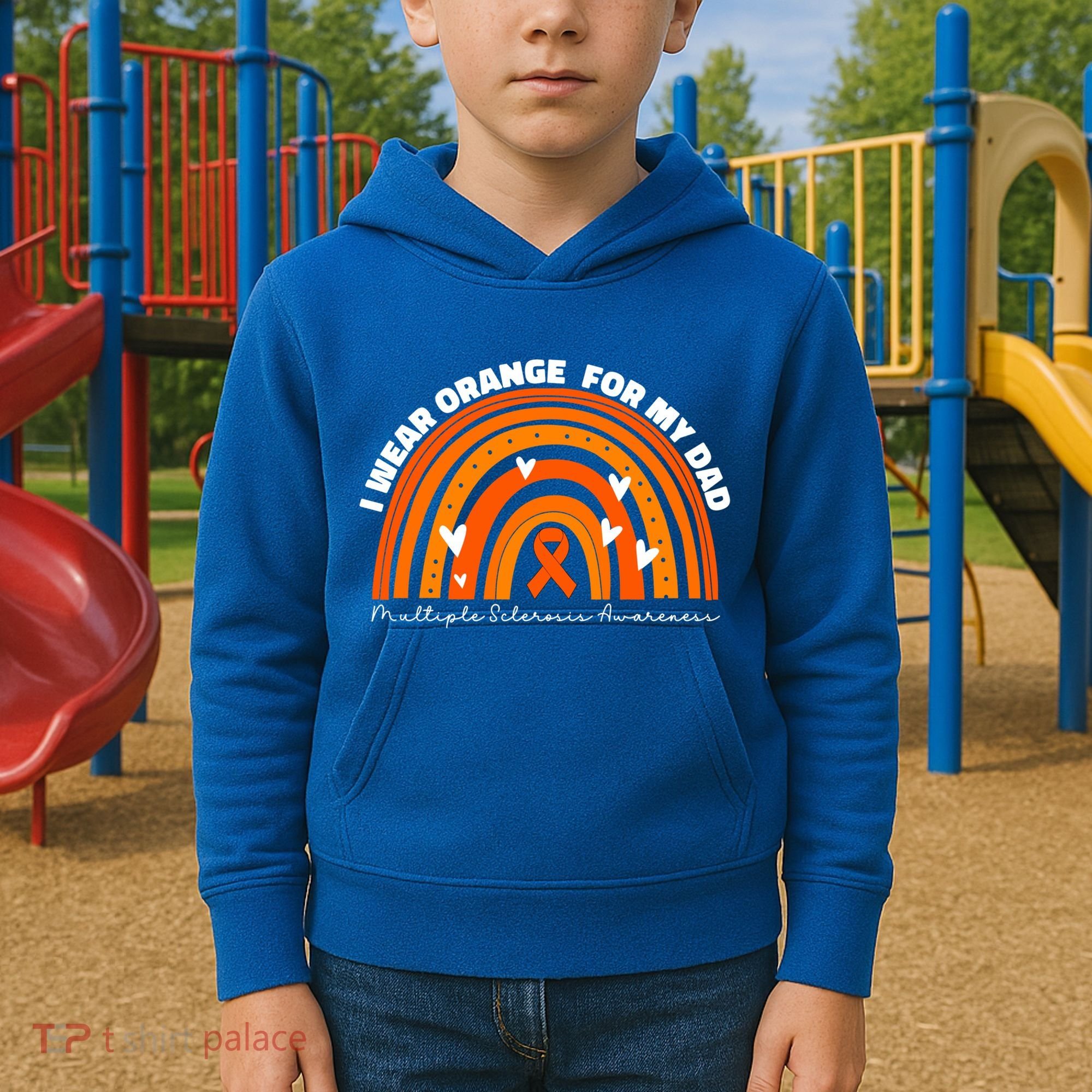 I Wear Orange For My Dad Ms Multiple Sclerosis Cute Gift Kids Hoodie